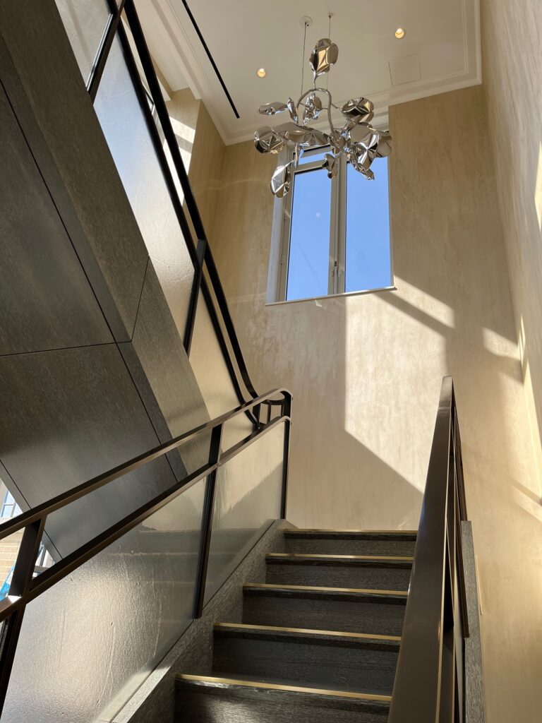 venetian plaster feature wall on staircase